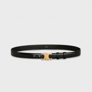 Celine Medium Triomphe Belt In Smooth Calfskin Black