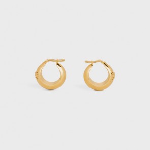 Celine Triomphe Bold Hoops In Brass With Gold Finish