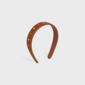 Lady's Celine Triomphe Headband In Calfskin And Brass