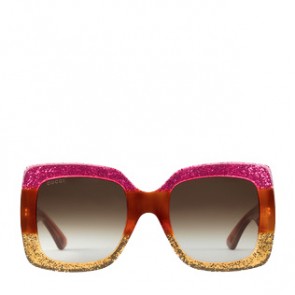 Gucci women Square frame acetate sunglasses 461705 pink/tortoiseshell/gold acetate