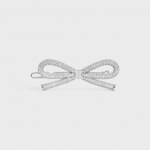 Lady's Celine Bow Hair Clip In Strass And Brass With Rhodium Finish