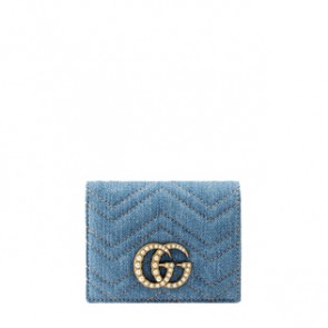 Gucci womens card cases gg marmont japan exclusive denim wallet 466492