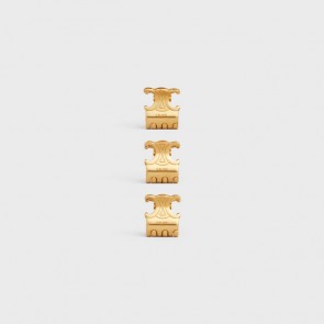 Celine Hair Accessories Set Of 3 Mini Triomphe Claws In Brass