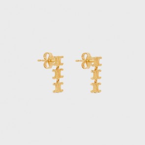 Celine Triomphe Multi Short Earrings In Brass With Gold Finish Gold
