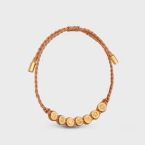 Celine Plage Gold Finish Brass And Polyester Bracelet
