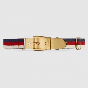 Women Sylvie Web belt with square buckle ‎476450 HGW1G 9091