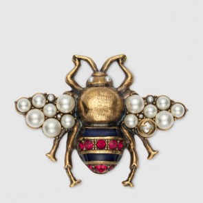 Women Bee brooch with crystals and pearls 491611 I8156 8069