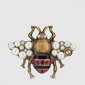 Women Bee ring with crystals and pearls 493991 I9675 8069