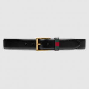 Mens Leather belt with Web 495125 DT99T 10600