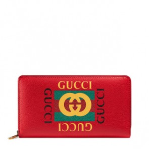 Mens Print leather zip around wallet 496317