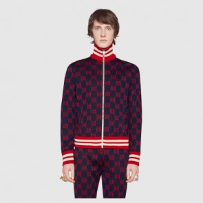 Mens GG jacquard cotton jacket and GG jacquard jogging pant suit ‎496919