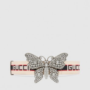 Women stripe belt with butterfly 499633 HIH1N 9579