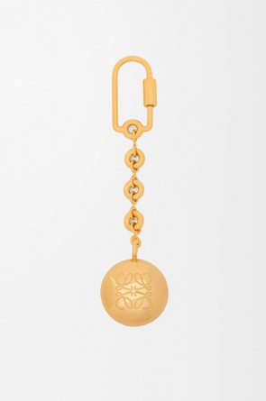 Loewe Pebble Keyring In Brass