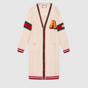 Women Embroidered chunky cable knit cardigan 501427 X9N09 9169