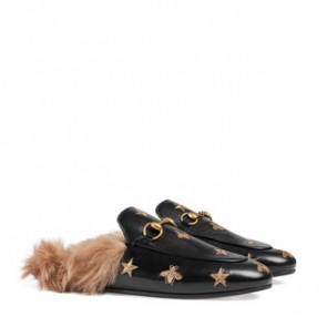 Women Princetown embroidered leather slipper 505277