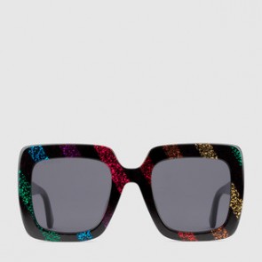 Women Square frame glitter acetate sunglasses ‎519545 J0740 6177