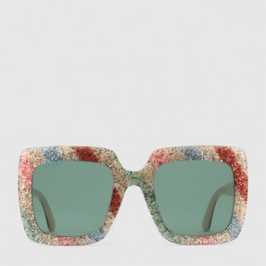 Women Square frame glitter acetate sunglasses ‎‎519164 J0740 4199