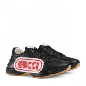 Rhyton logo print leather sneaker ‎523609 DRW00 1000