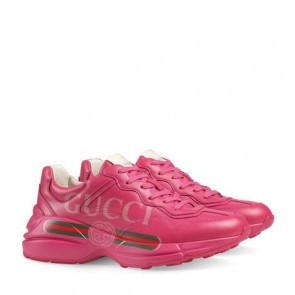 Rhyton pink leather sneaker with logo 528892 DRW00 5752