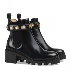 Women Leather ankle boot with belt ‎550036 DKS00 1000