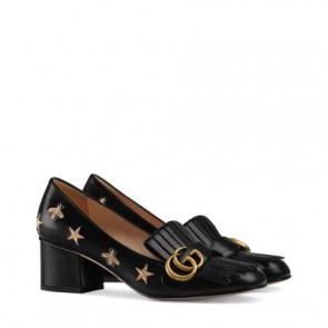 Women Embroidered leather mid heel pump ‎551548 D3V00 1000