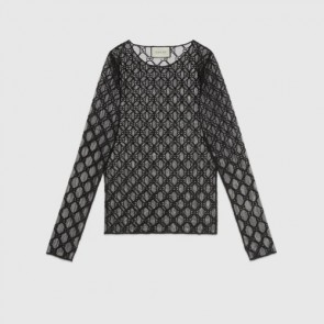 Lady's Gucci GG embroidered tulle T shirt