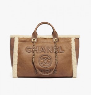 Lady's Chanel Large Shopping Bag Brown & Beige