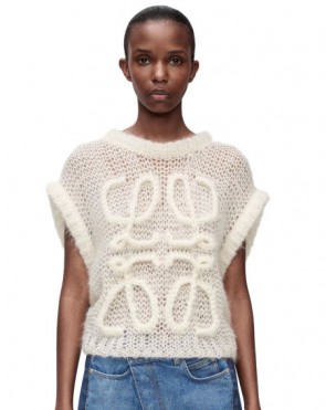 Lady's Loewe Anagram Vest In Mohair