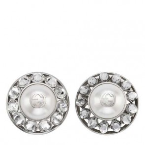 Gucci Interlocking G pearl and crystal earrings For Women 608310 I7358 8521