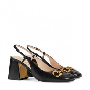Lady's Gucci mid-heel slingback with Horsebit pump shoes