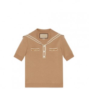 Lady's Gucci Wool Polo Shirt With Horsebit