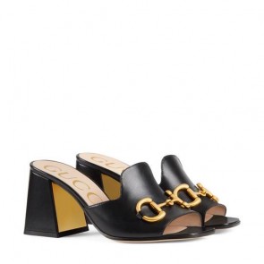 Women's Gucci Mid Heel sandal with Horsebit 655412BKO001000