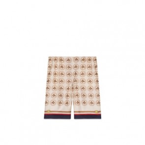 Men's Gucci Equestrian Print Silk Twill Shorts