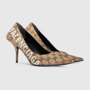 Gucci The Balenciaga print Hacker Project Square Knife mid heel pump shoes