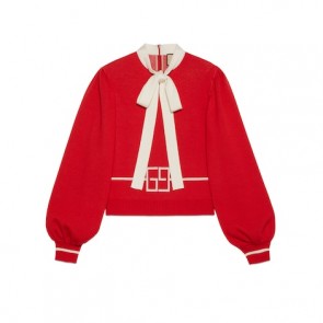Lady's Gucci Square GG Wool Jacquard Knit Top