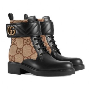 Gucci Ankle Boot With Maxi GG Canvas Shoe