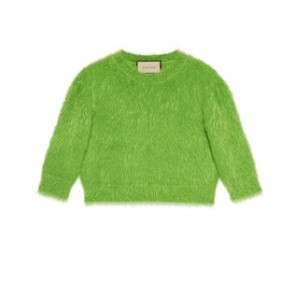 Lady's Gucci Clothes Brushed Wool Knit Jumper Green