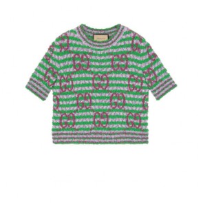 Lady's Gucci Green and purple maxi GG cotton sweater 