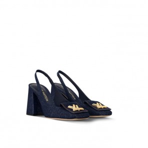 Lady's Louis Vuitton Shake Slingback Pump Dark Blue