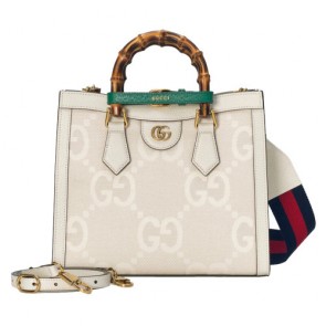 Lady's Gucci Diana small jumbo handle bag ivory GG tote bag
