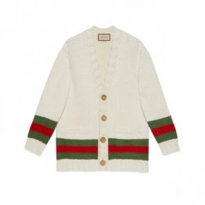 Gucci Fine Wool Cardigan With Web