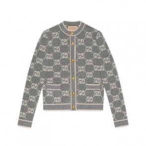 Lady's Gucci GG Wool Bouclé Jacquard Cardigan