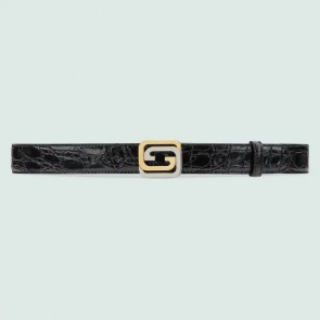 Gucci Caiman Belt With Squared Interlocking G