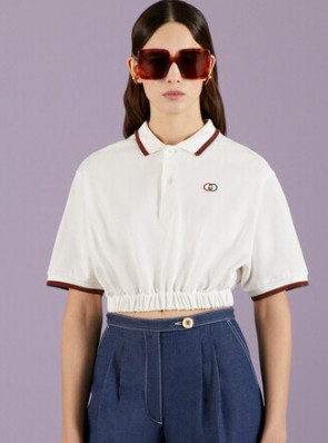 Lady's Gucci Cotton Piquet Polo Shirt With Web