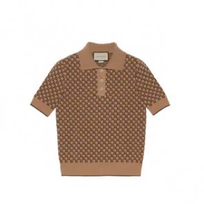 Lady's Gucci Square G Fine Wool Jacquard Top