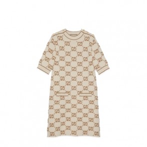 Lady's Gucci GG Wool Bouclé Jacquard Dress