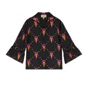 Lady's Gucci Silk Shirt With Gucci Ice Cream Print