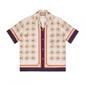 Men's Gucci Silk Twill Equestrian Print Shirt