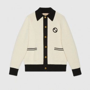 Lady's Gucci Knit Cotton Wool Cardigan With Patch