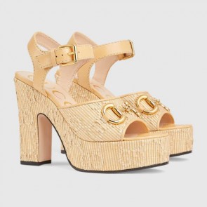 Lady's Gucci Horsebit Platform Sandal